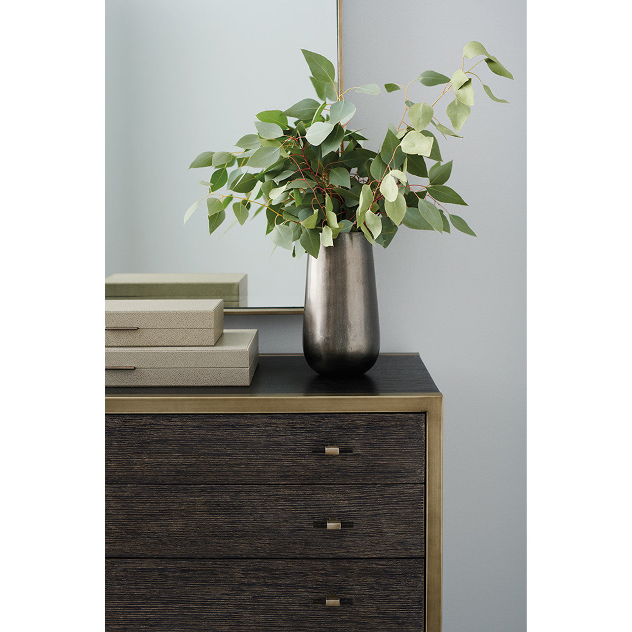 7-Drawer Dresser in Black Stained Ash and Cerused Oak – Modern Showroom Sample