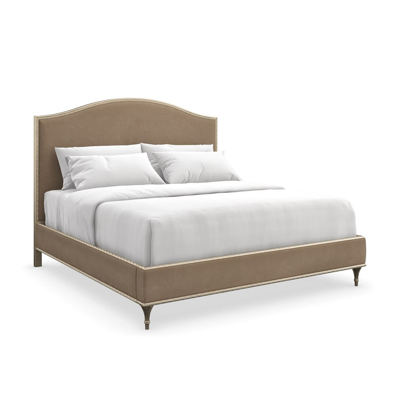 Luxury Upholstered King Bed with Aglow Finish – Showroom Sample