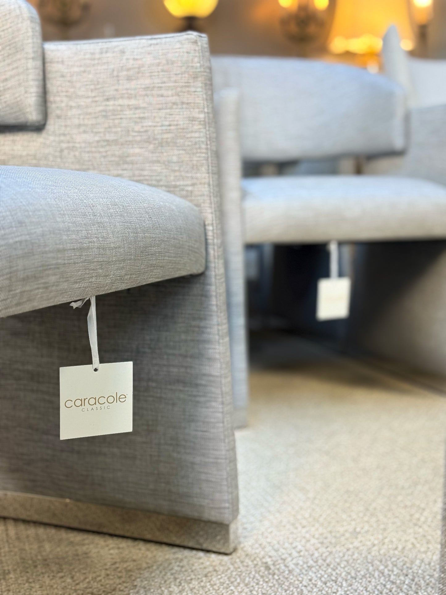 Caracole “Polish Off” Upholstered Dining Chairs – Set of 8 | Showroom Sample