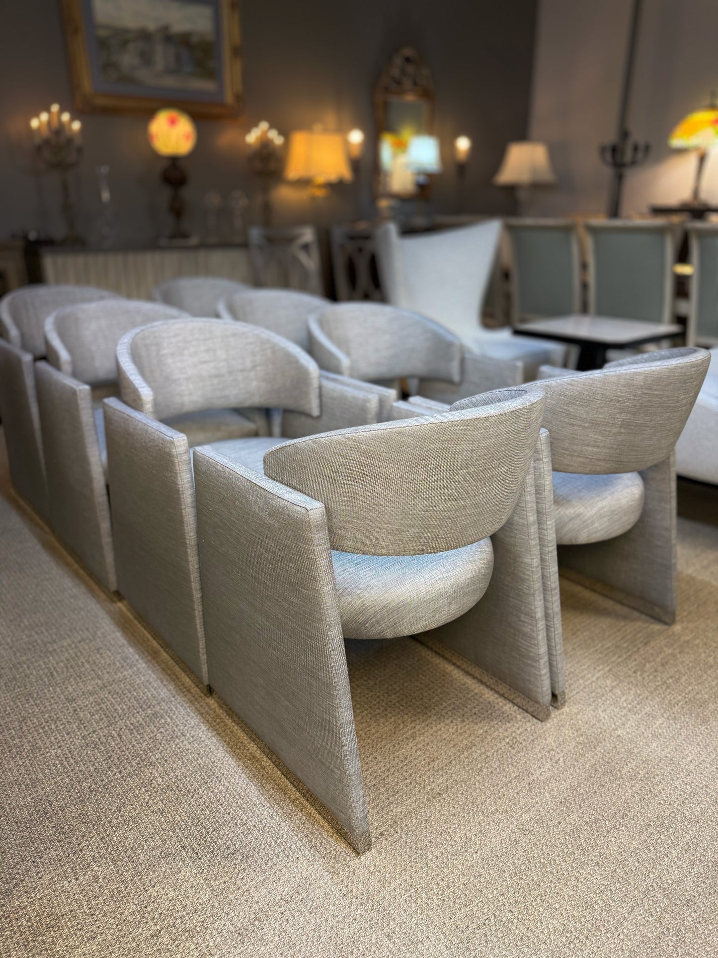 Caracole “Polish Off” Upholstered Dining Chairs – Set of 8 | Showroom Sample
