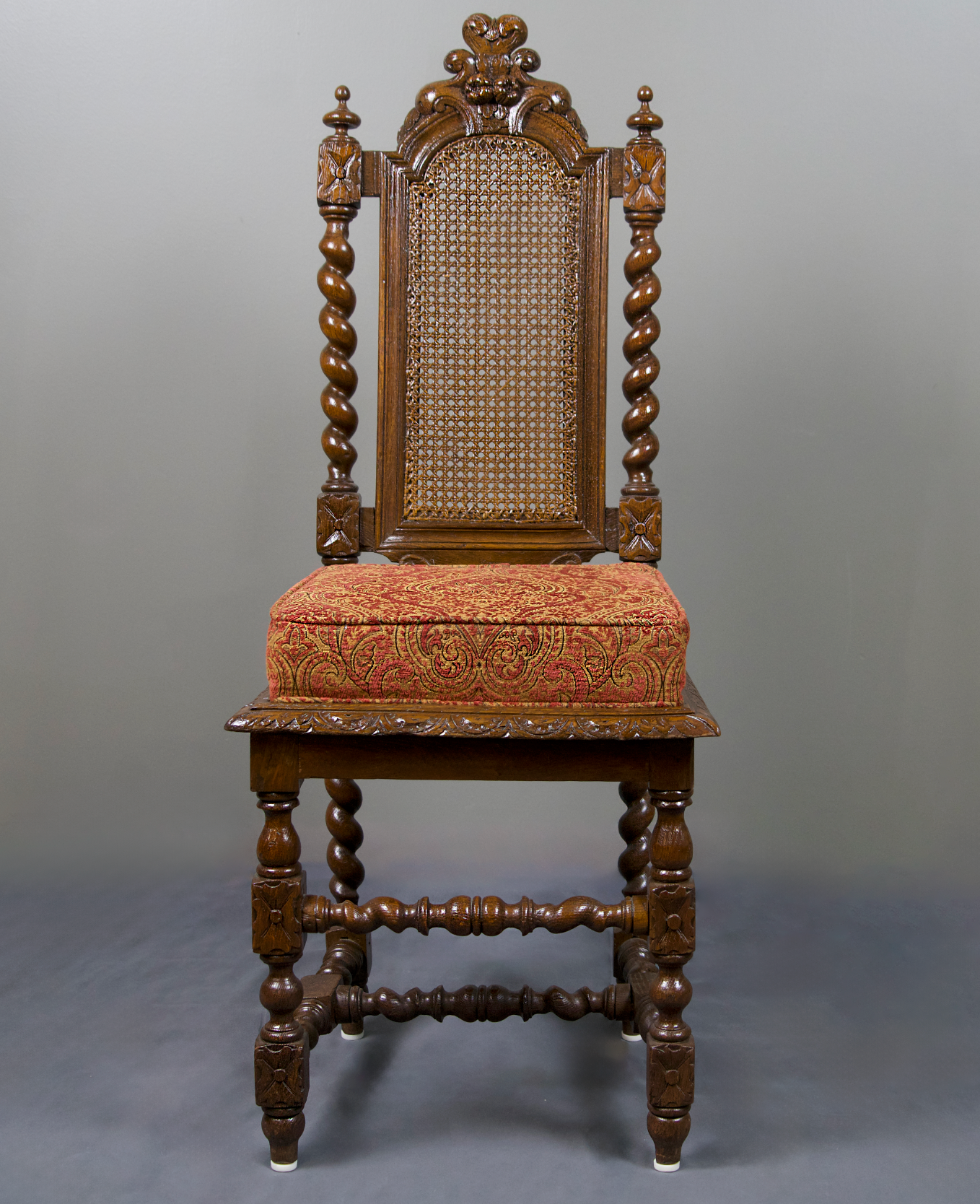 Set of 10 Antique Victorian Barley Twist Heavily Carved Oak Chairs