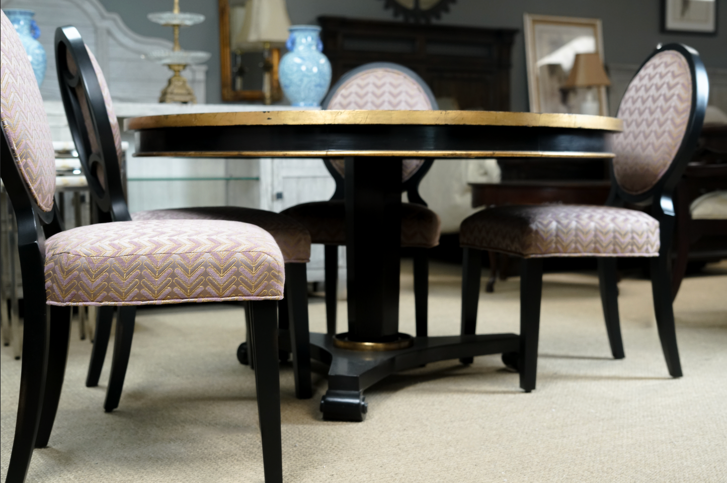 Round Dining Table Set with 4 Designer Chairs – Modern Showroom Sample