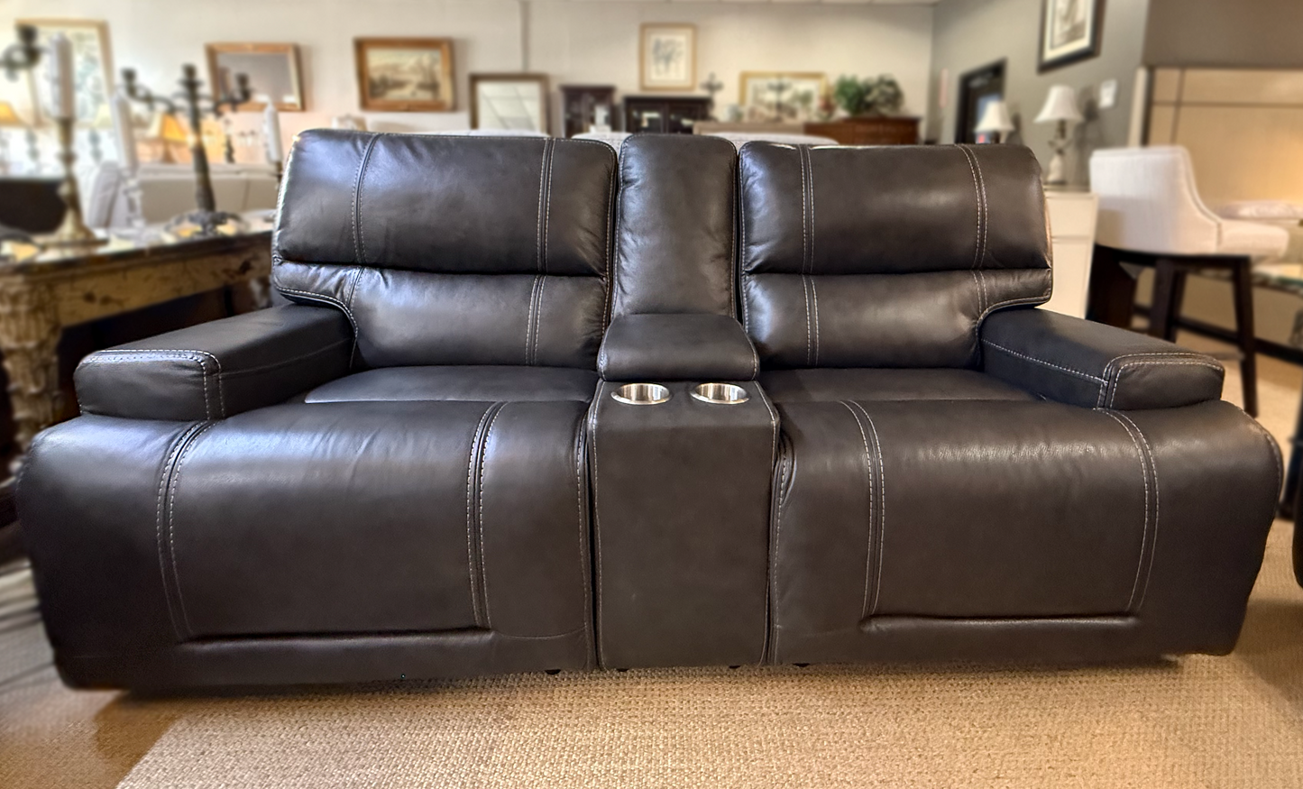 Genuine Leather Recliner Set | Sofa + Loveseat + Chair – Floor Sample