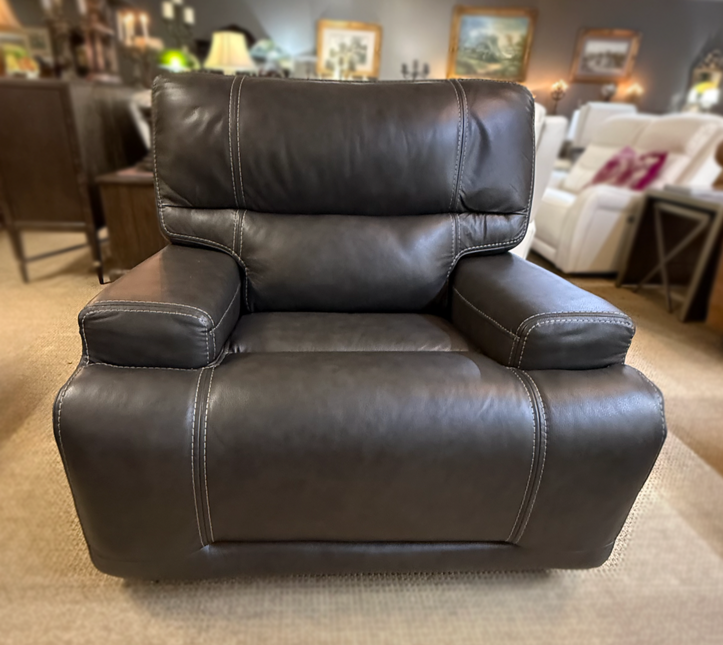 Genuine Leather Recliner Set | Sofa + Loveseat + Chair – Floor Sample