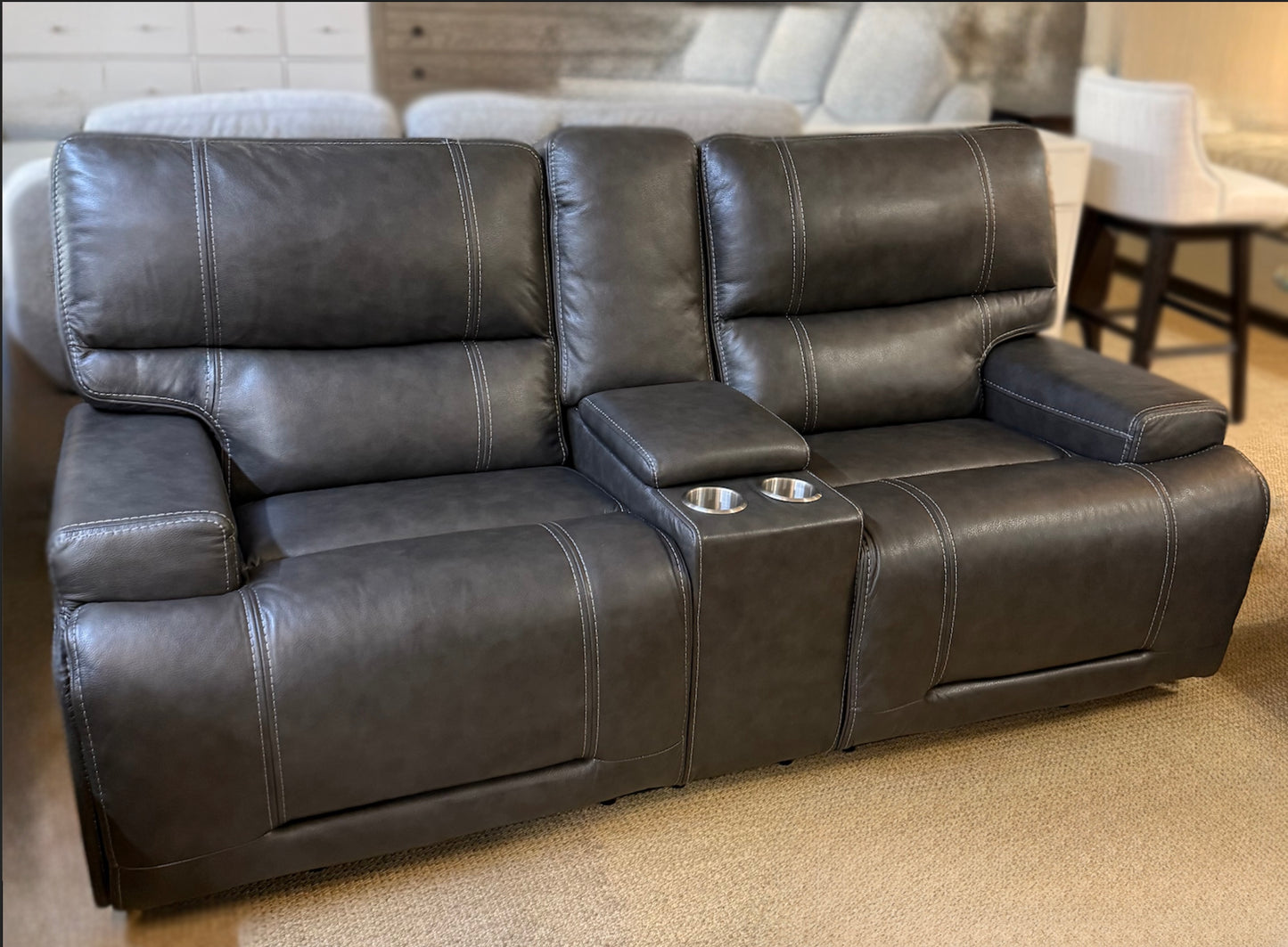 Genuine Leather Recliner Set | Sofa + Loveseat + Chair – Floor Sample