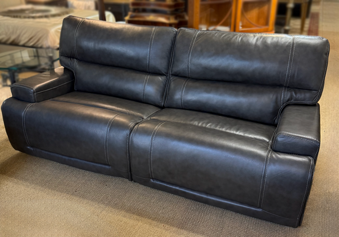 Genuine Leather Recliner Set | Sofa + Loveseat + Chair – Floor Sample