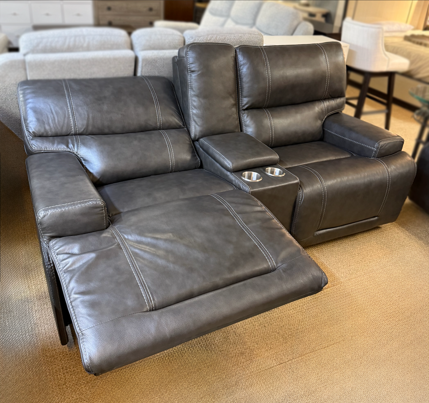 Genuine Leather Recliner Set | Sofa + Loveseat + Chair – Floor Sample