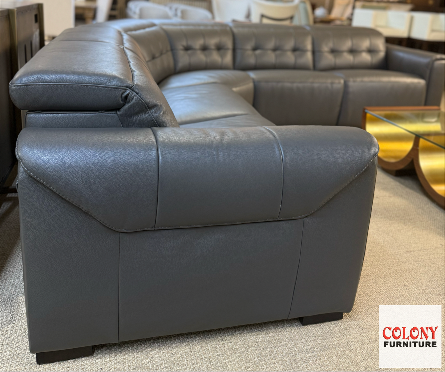Murray by Beverly Hills Furniture – Leather Power Reclining Sectional (3 Recliners) – Showroom Sample