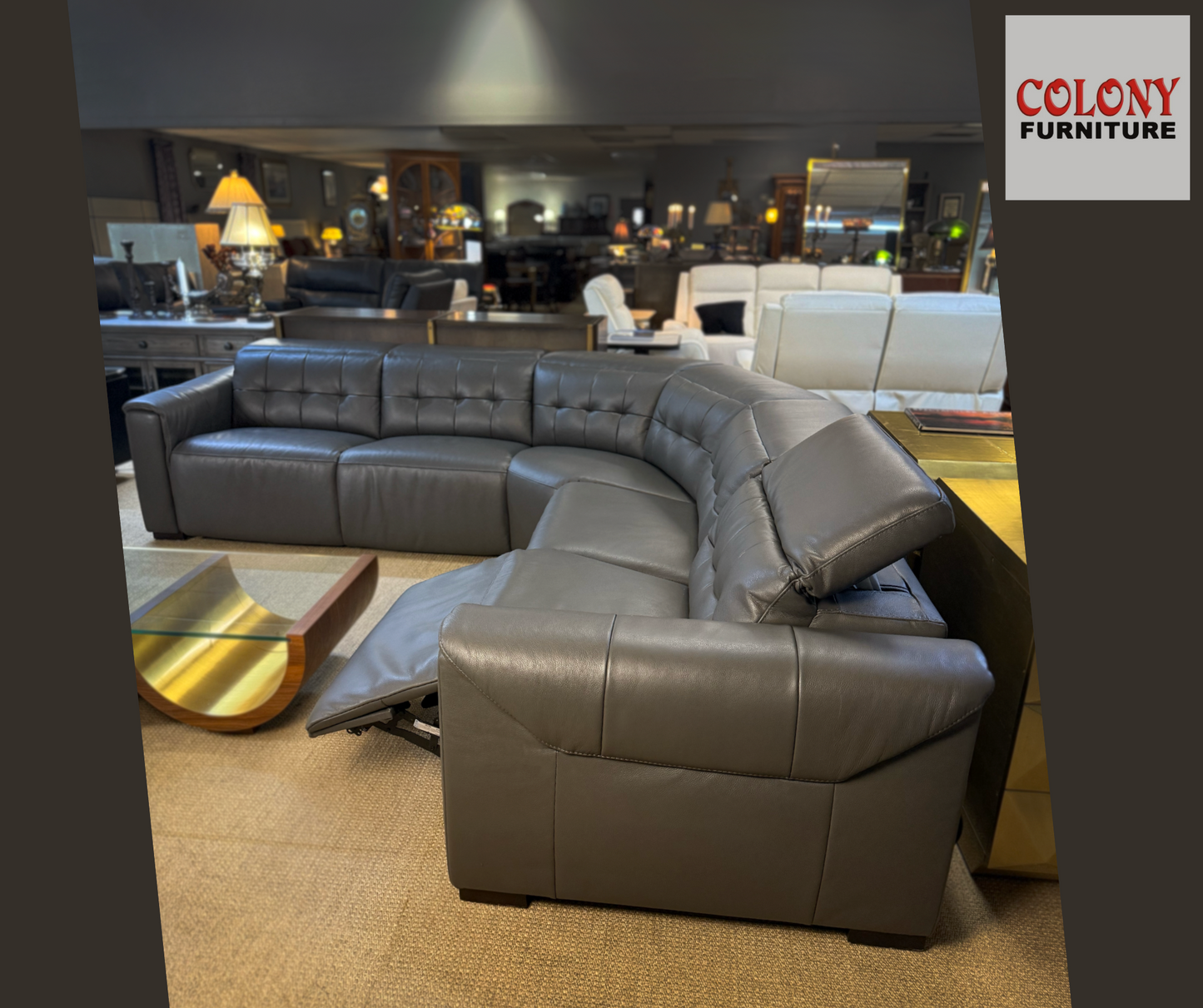 Murray by Beverly Hills Furniture – Leather Power Reclining Sectional (3 Recliners) – Showroom Sample