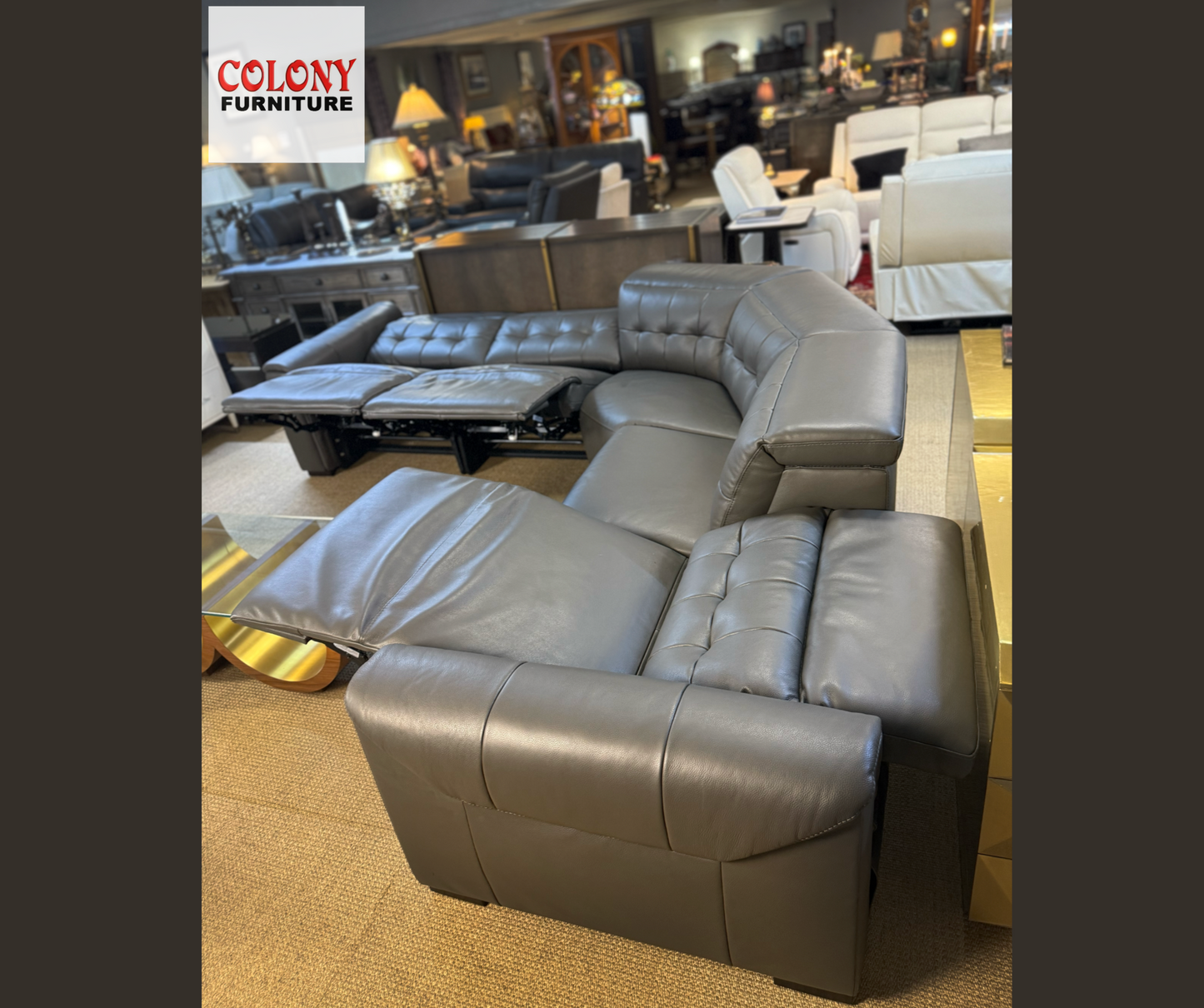 Murray by Beverly Hills Furniture – Leather Power Reclining Sectional (3 Recliners) – Showroom Sample