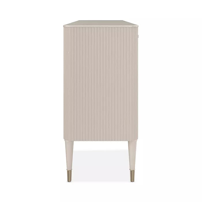 Elegant Matte Pearl Cabinet with Glass Doors and Adjustable Shelves – Showroom Sample