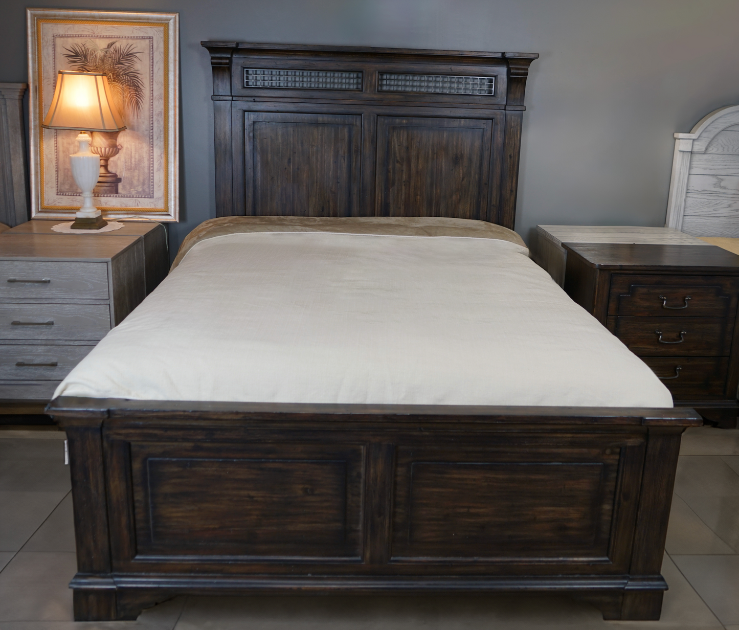 Brown solid wood bed