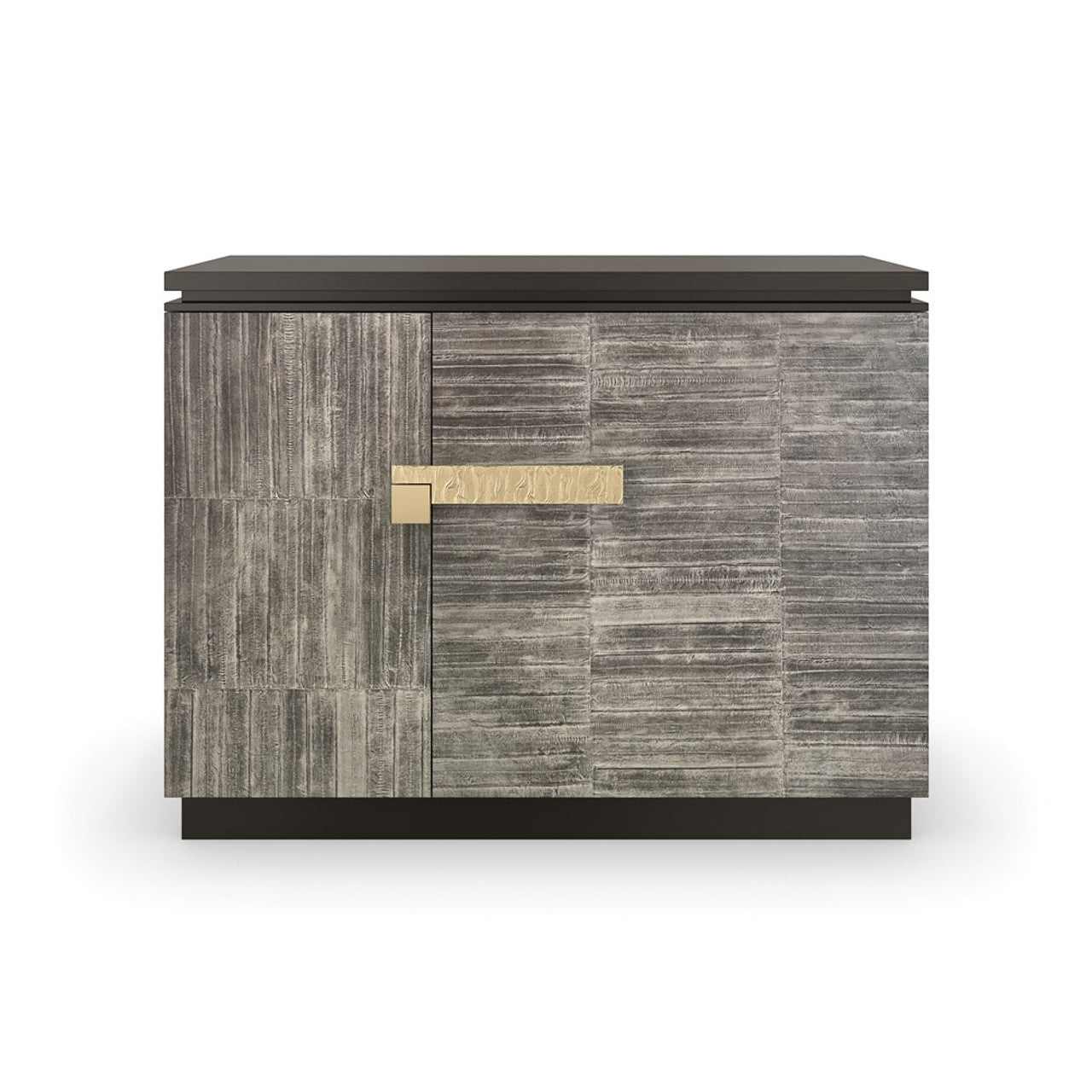 Japanese-Inspired Chest with Brushed Gold Hardware and Charcoal Finish – Showroom Sample