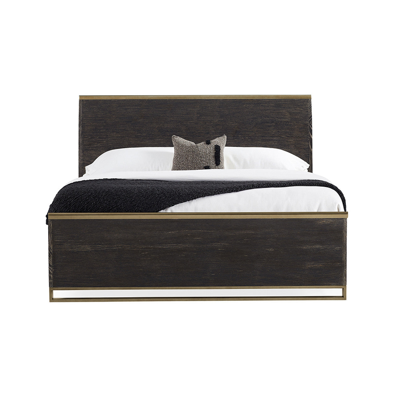 Caracole Modern Remix Wood Bed – King Size | Cerused Oak with Bronze Accents