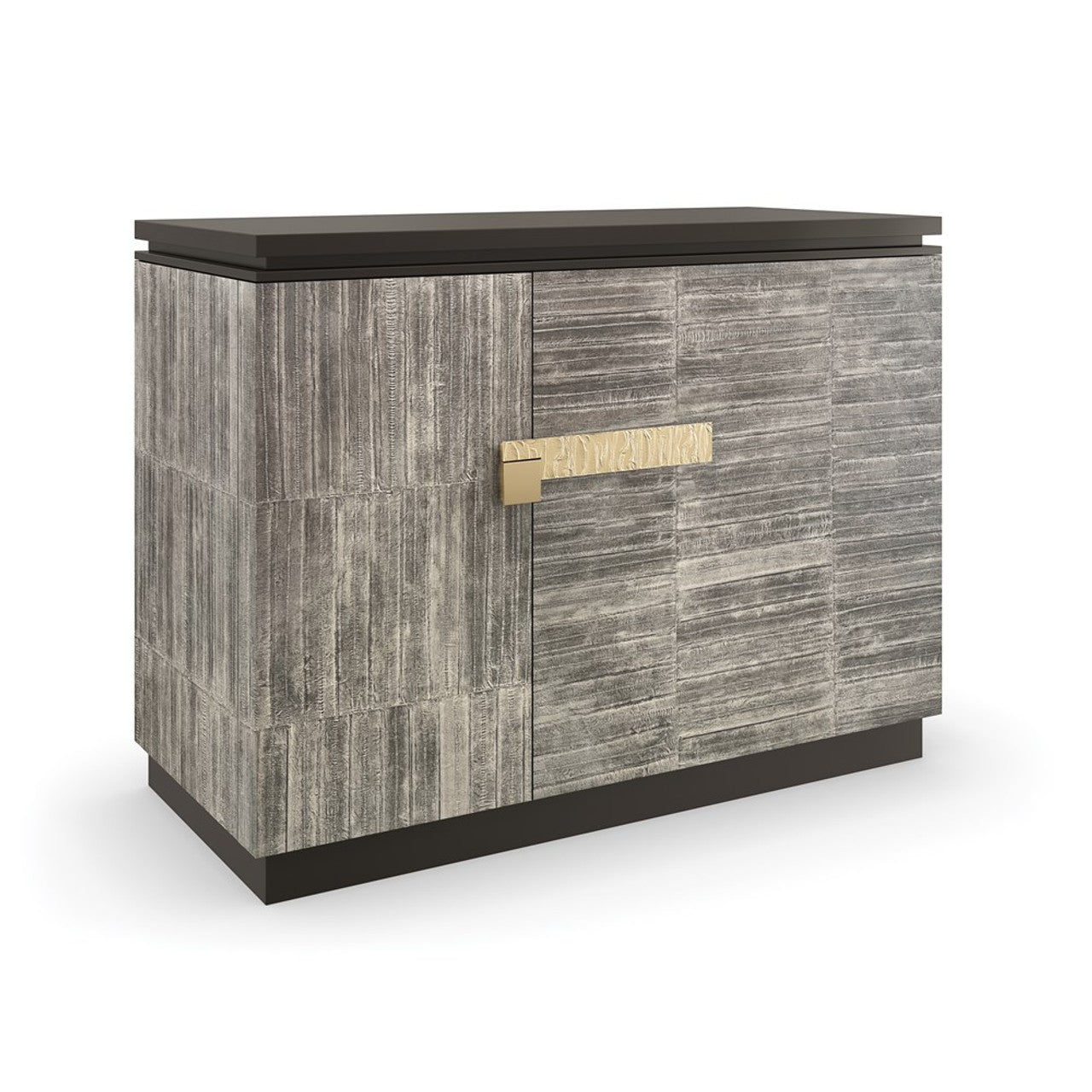 Japanese-Inspired Chest with Brushed Gold Hardware and Charcoal Finish – Showroom Sample