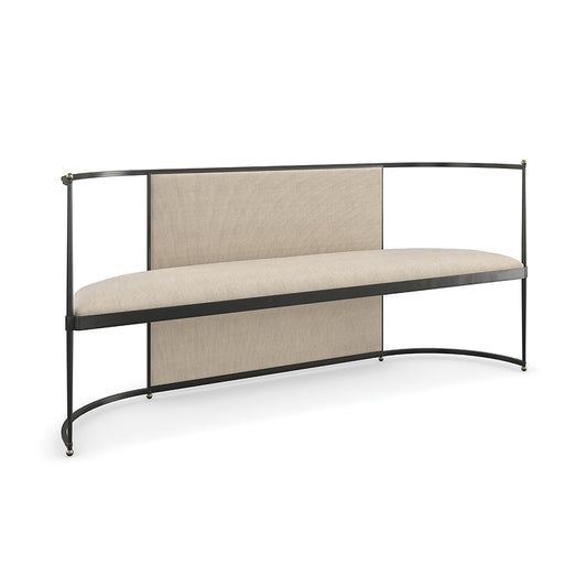 Caracole Classic Toulouse Bench – Wool Blend Upholstery with Craftsman Bronze Frame