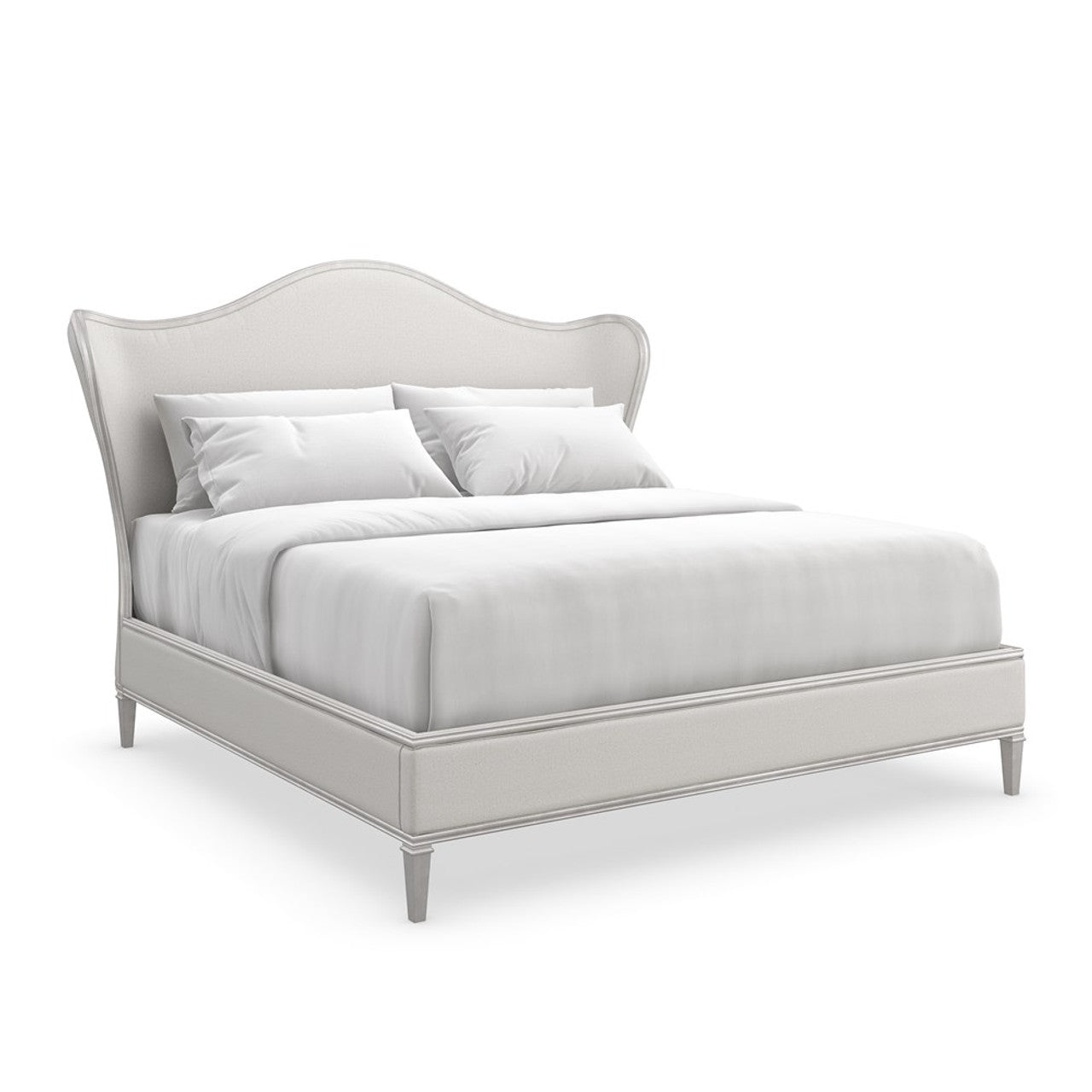 Caracole Bedtime Beauty King Bed - Luxury Upholstered Bed with Oracle Silver Leaf Trim