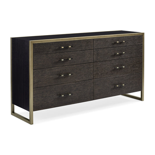 Double Dresser with Black Stained Ash and Cerused Oak Finish – Modern Showroom Sample