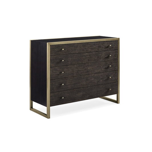 7-Drawer Dresser in Black Stained Ash and Cerused Oak – Modern Showroom Sample