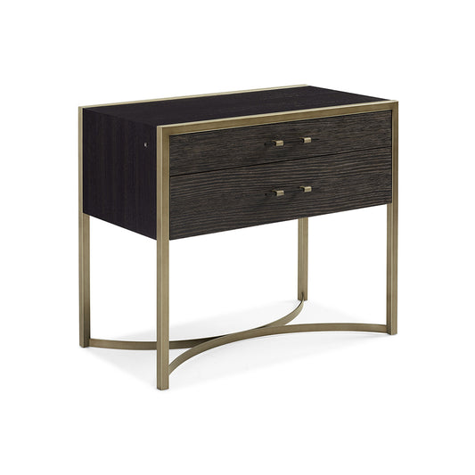 Large Modern Nightstand with USB Ports and Bold Metal Base – Showroom Sample