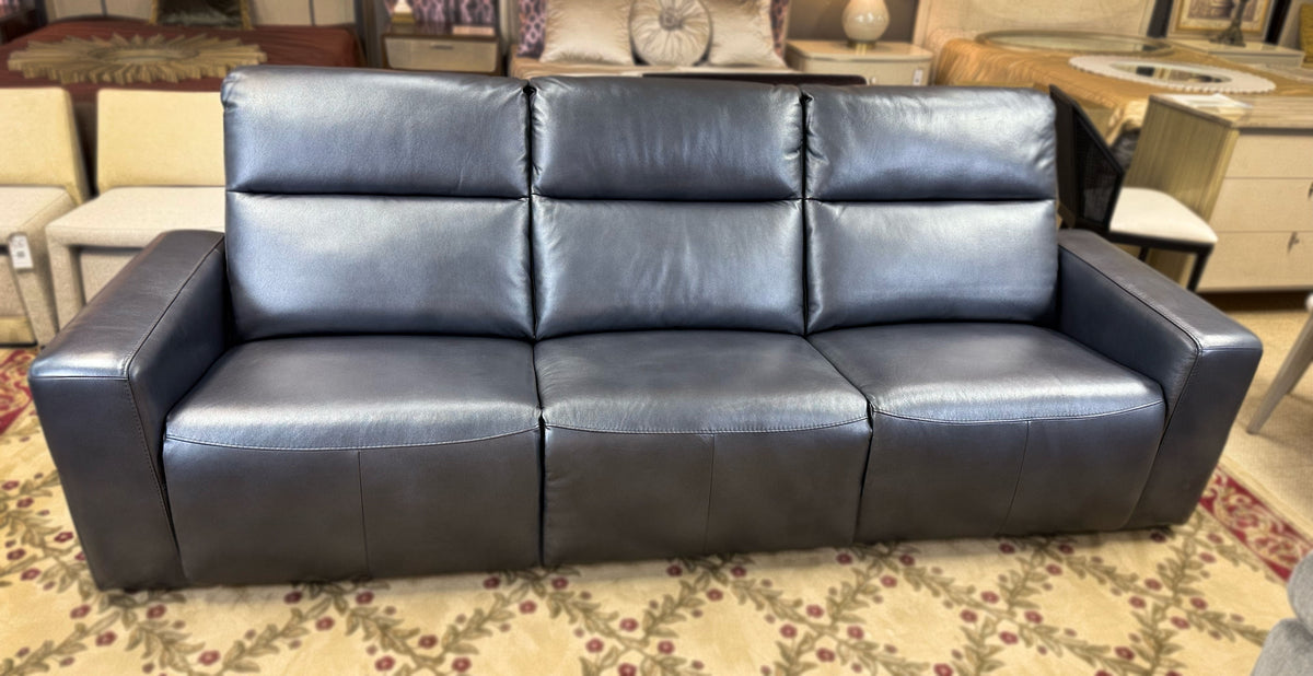 Genuine Leather Triple Power Reclining Sofa – Made in USA | Showroom Sample