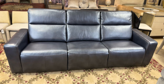 Genuine Leather Triple Power Reclining Sofa – Made in USA | Showroom Sample