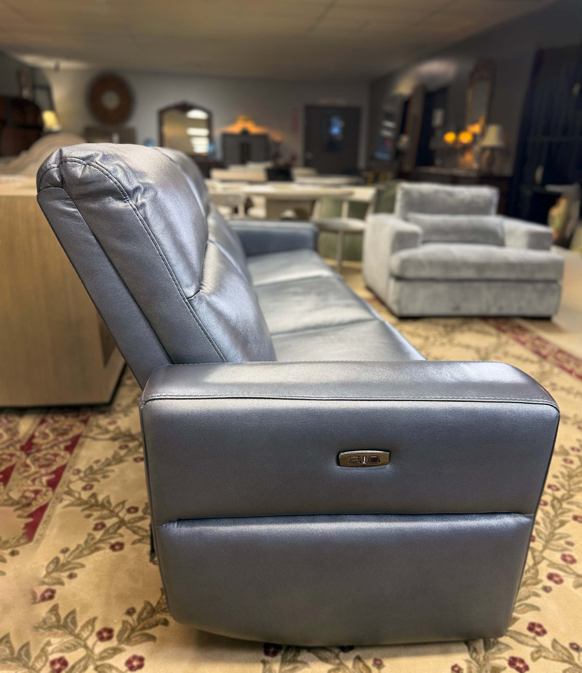 Genuine Leather Triple Power Reclining Sofa – Made in USA | Showroom Sample