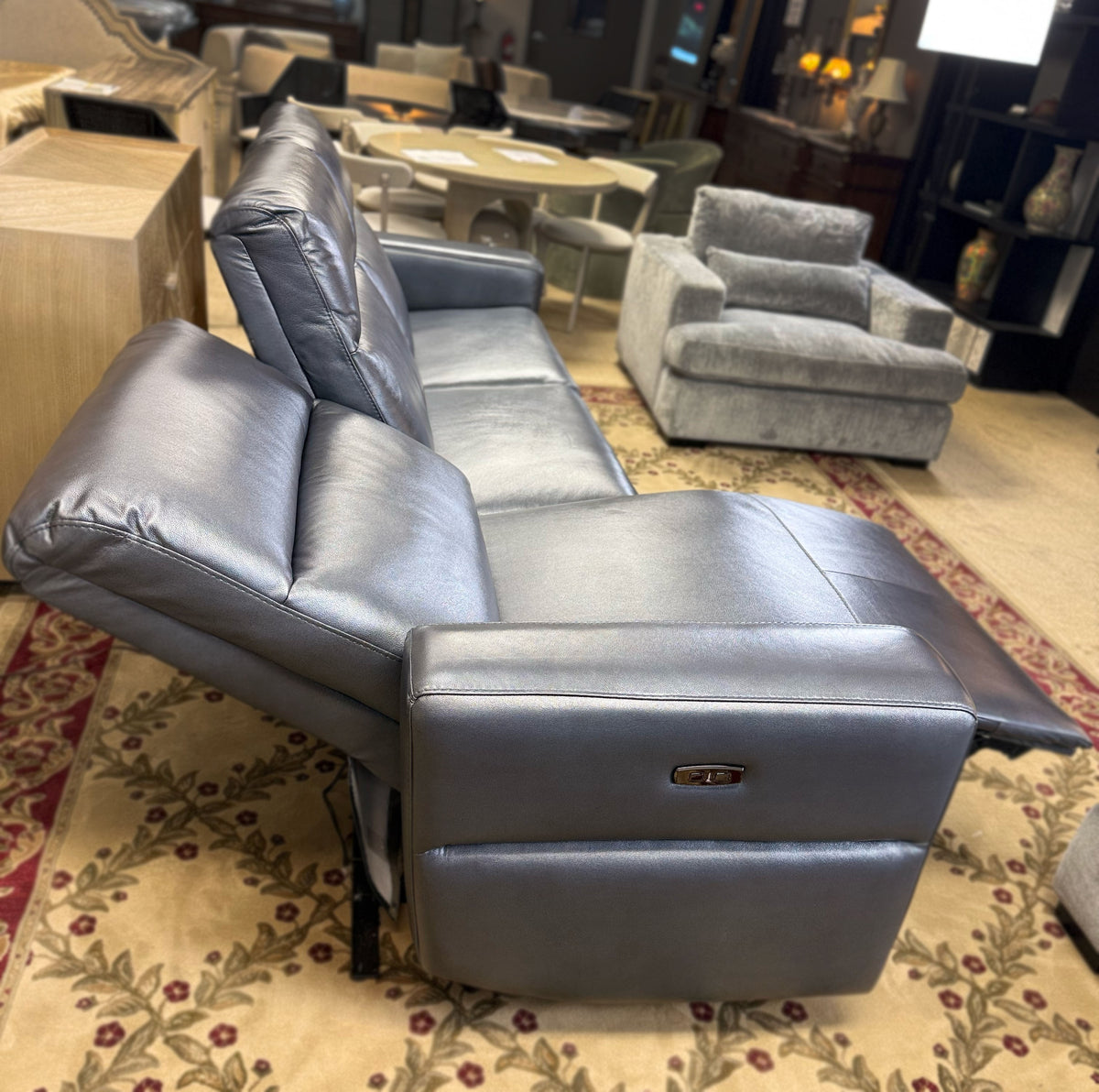 Genuine Leather Triple Power Reclining Sofa – Made in USA | Showroom Sample