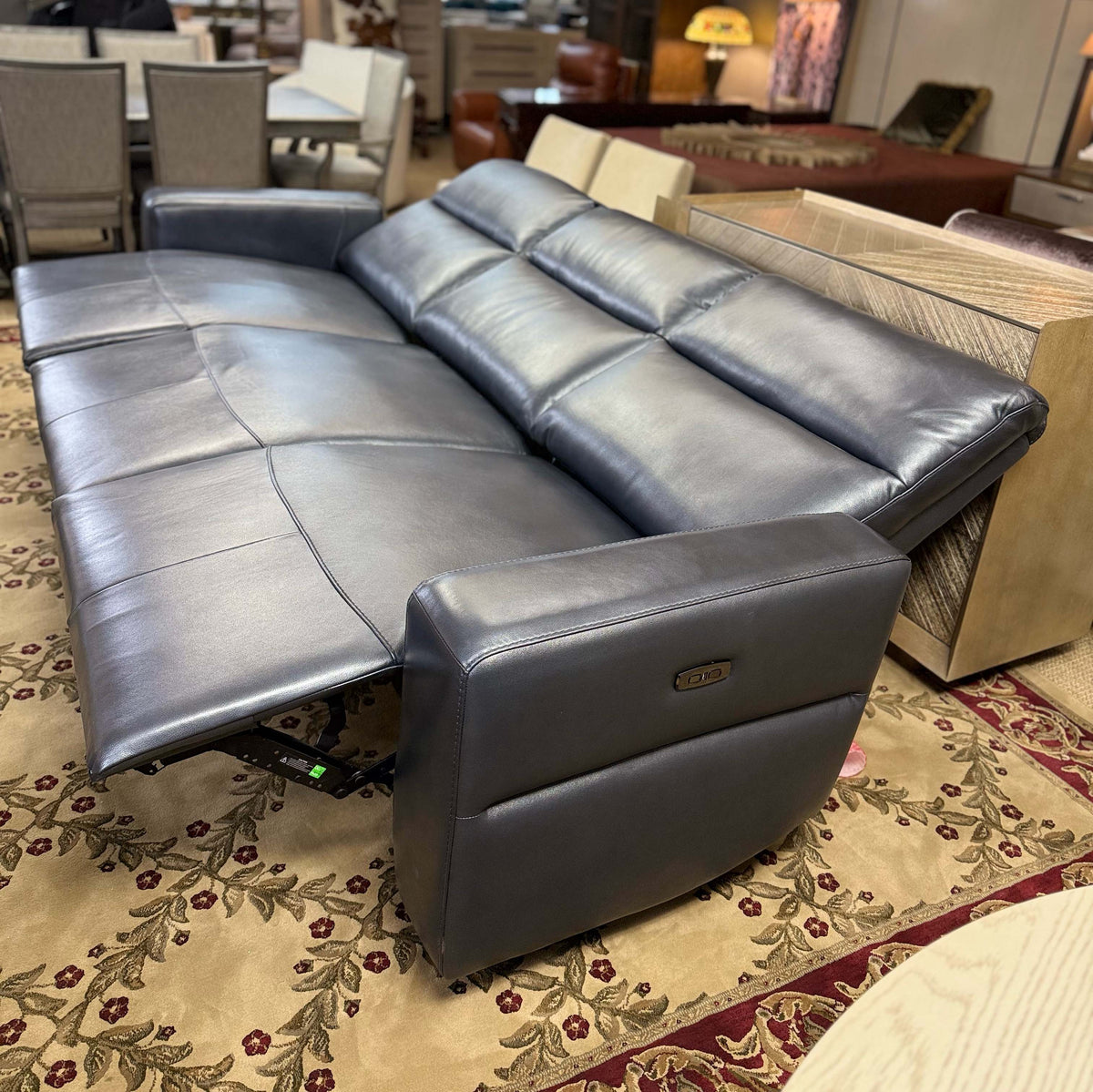 Genuine Leather Triple Power Reclining Sofa – Made in USA | Showroom Sample