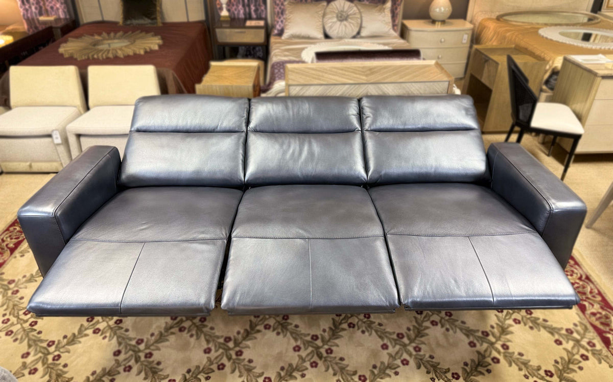 Genuine Leather Triple Power Reclining Sofa – Made in USA | Showroom Sample