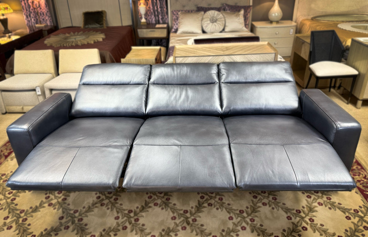Genuine Leather Triple Power Reclining Sofa – Made in USA | Showroom Sample