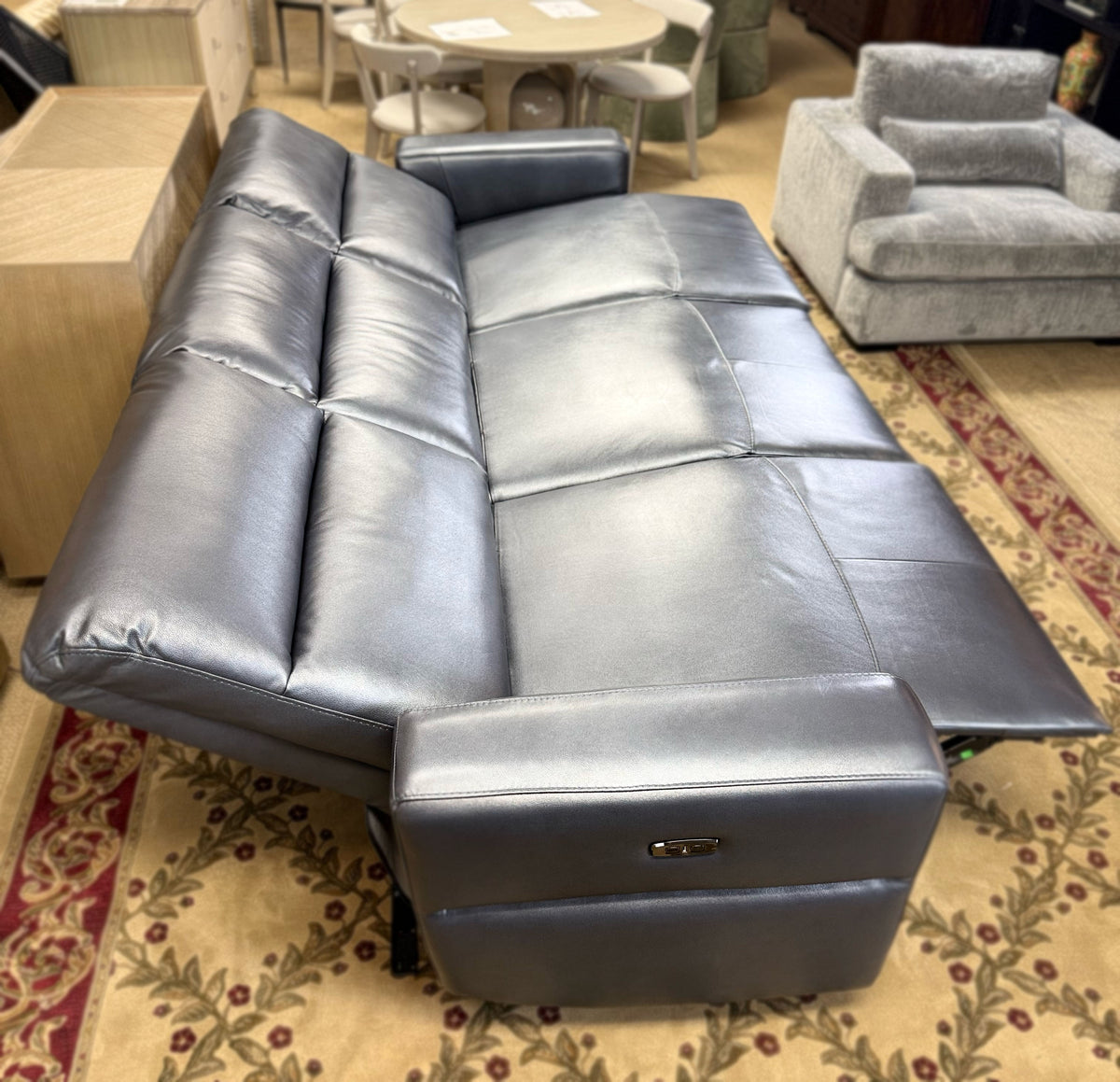 Genuine Leather Triple Power Reclining Sofa – Made in USA | Showroom Sample