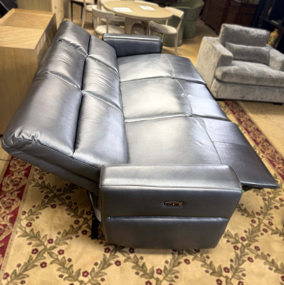Genuine Leather Triple Power Reclining Sofa – Made in USA | Showroom Sample