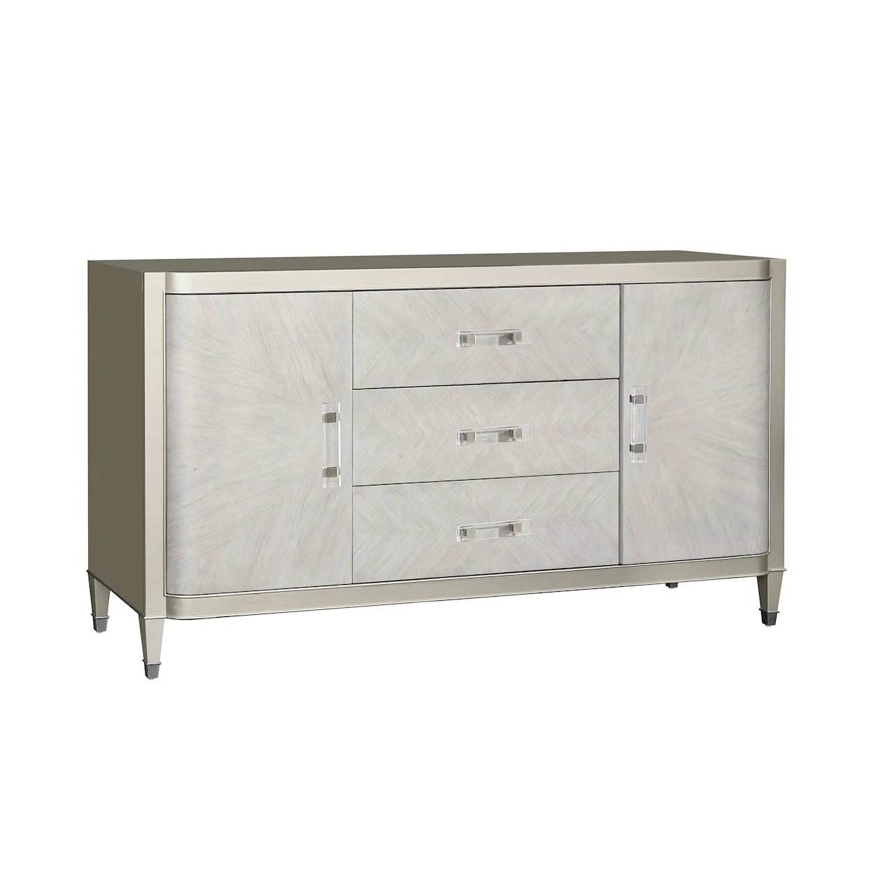 Elegant 2-Door Buffet with 3 Drawers - Zoey Collection by Pulaski Furniture | Adjustable Shelves, Comet Dust Finish, Durable Construction