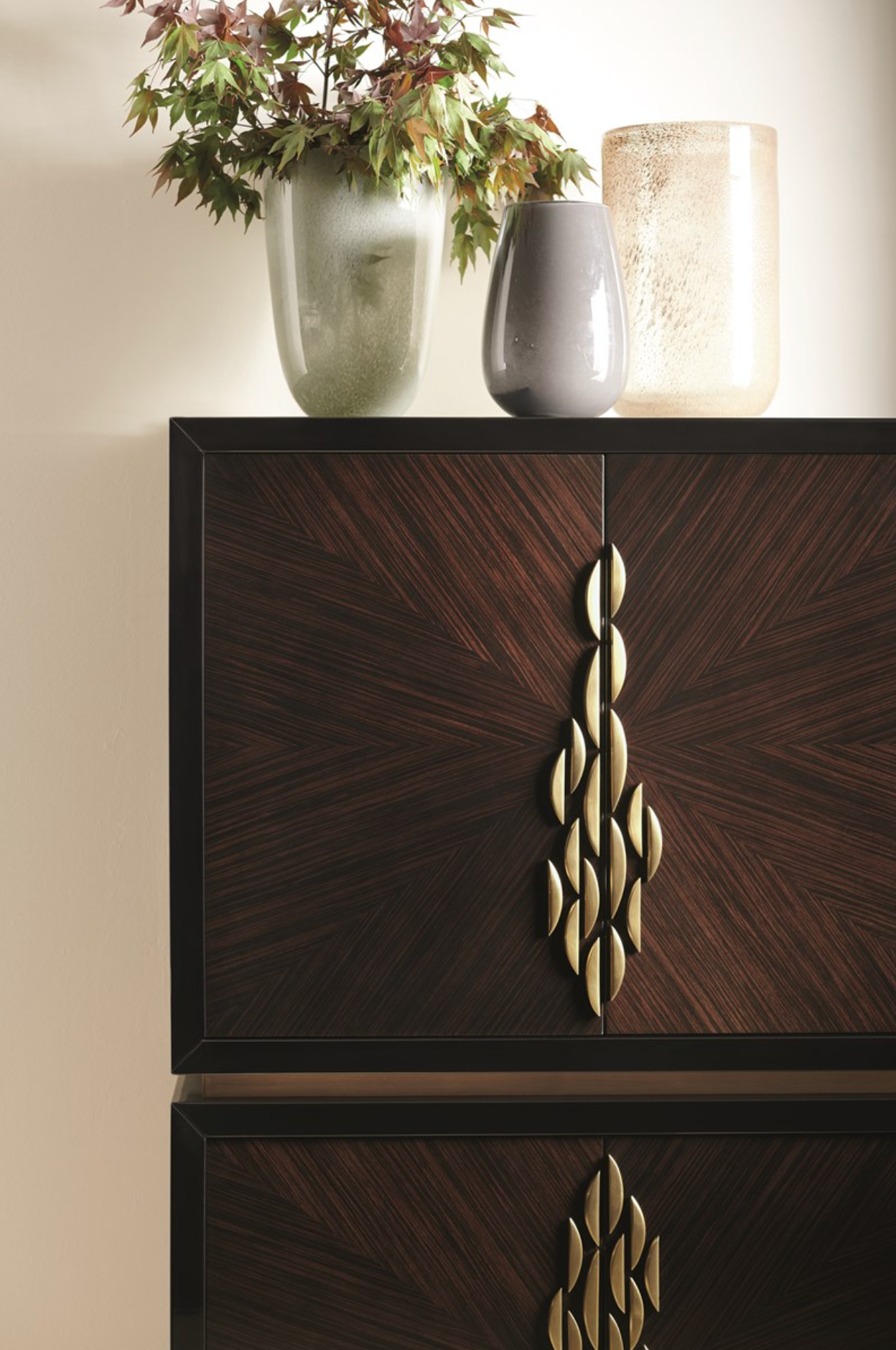 Teardrop Door Chest with Ebony Macassar and Brass Accents – Artistic Showroom Sample