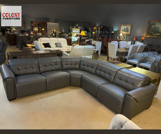 Murray by Beverly Hills Furniture – Leather Power Reclining Sectional (3 Recliners) – Showroom Sample