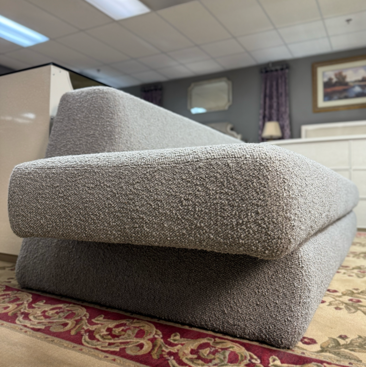 Designer Modern Bouclé Sofa – Sculptural Contemporary Upholstery (Showroom Display)