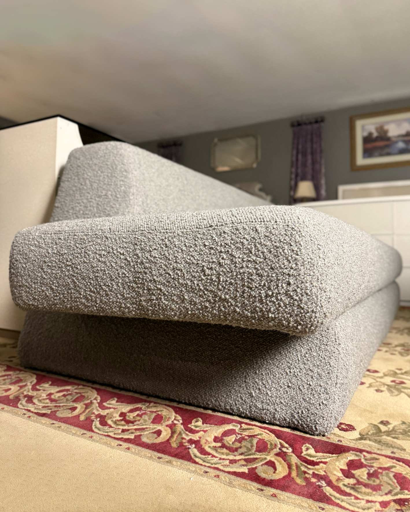 Designer Modern Bouclé Sofa – Sculptural Contemporary Upholstery (Showroom Display)