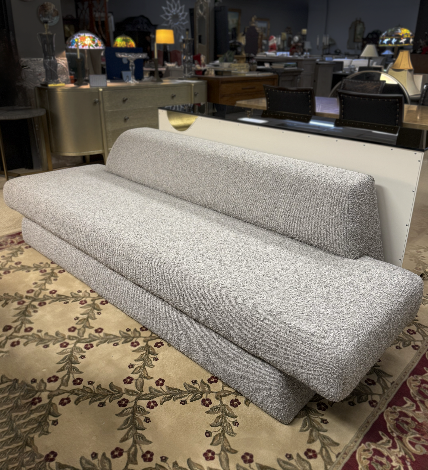 Designer Modern Bouclé Sofa – Sculptural Contemporary Upholstery (Showroom Display)