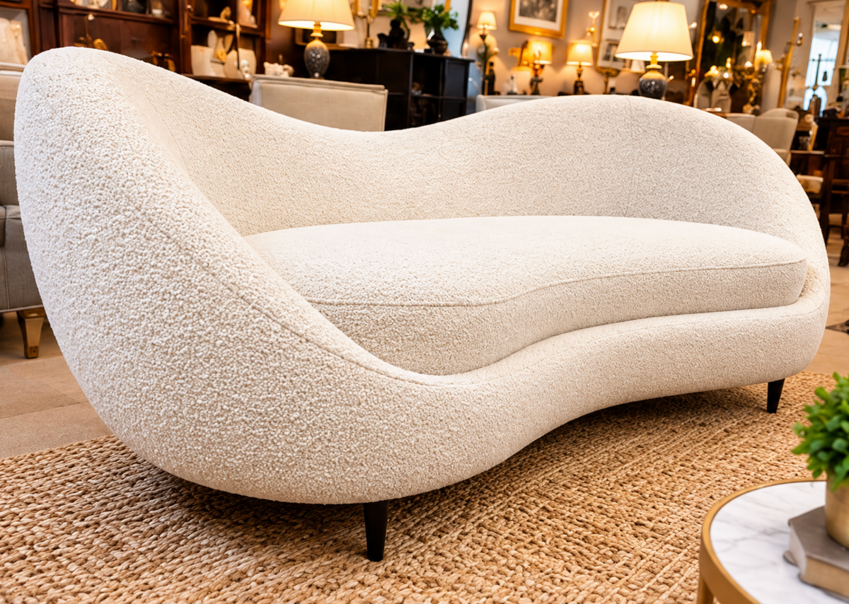 Formosa Curved Designer Sofa – Piano Black | Showroom Sample