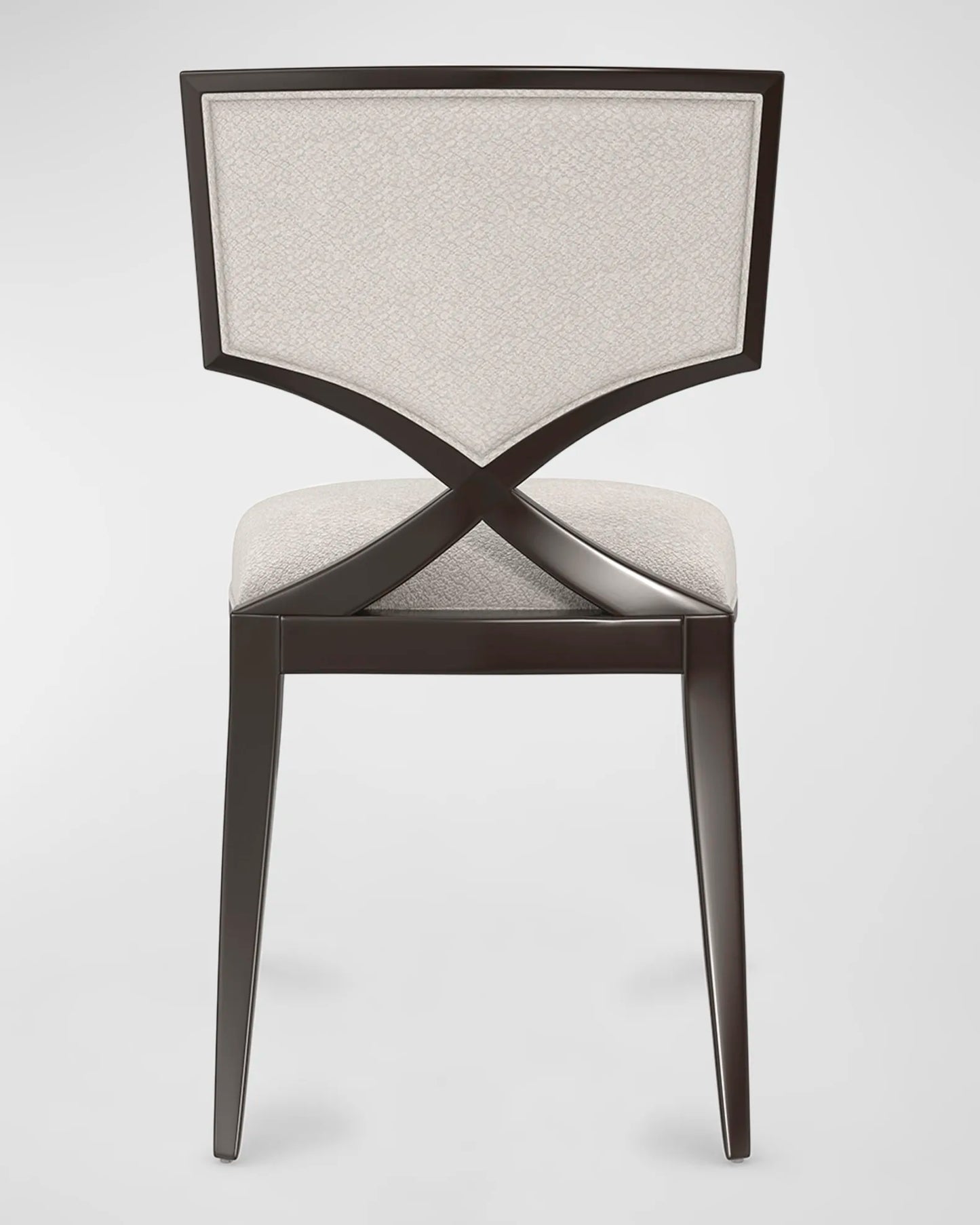 Ivory Chenille Chair with Dark Chocolate Frame and Bronze Accents – Showroom Sample