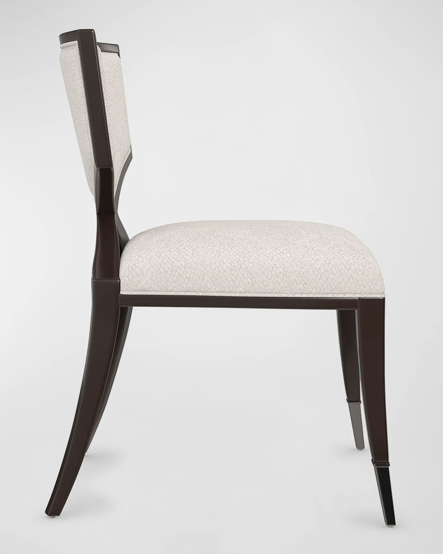 Ivory Chenille Chair with Dark Chocolate Frame and Bronze Accents – Showroom Sample