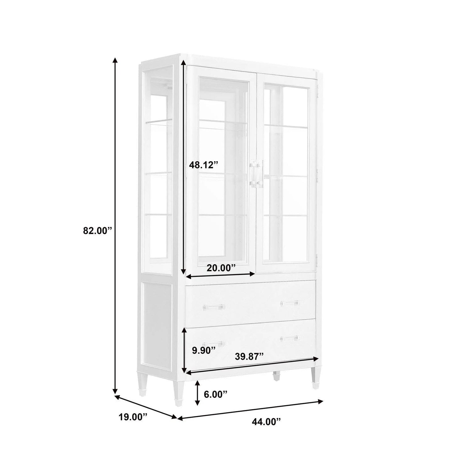 Pulaski Zoey 44'' Wide Poplar Wood Silver Display Cabinet - Elegant Glass Door China Hutch